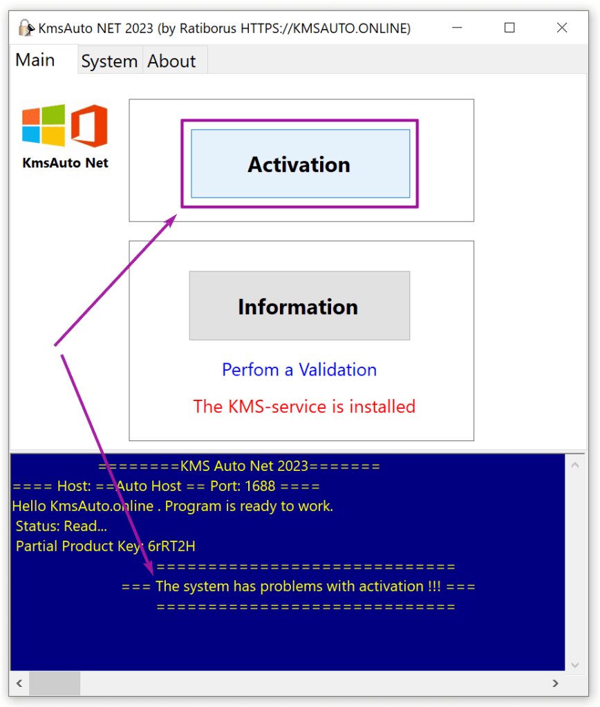 Click button Activation from KmsAuto